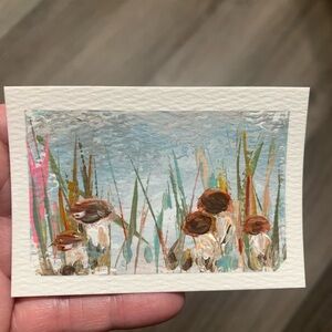 ACEO Original Painting Serene mush Landscape Art with Blue and Brown Hues